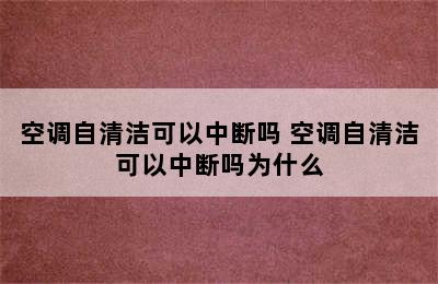 空调自清洁可以中断吗 空调自清洁可以中断吗为什么